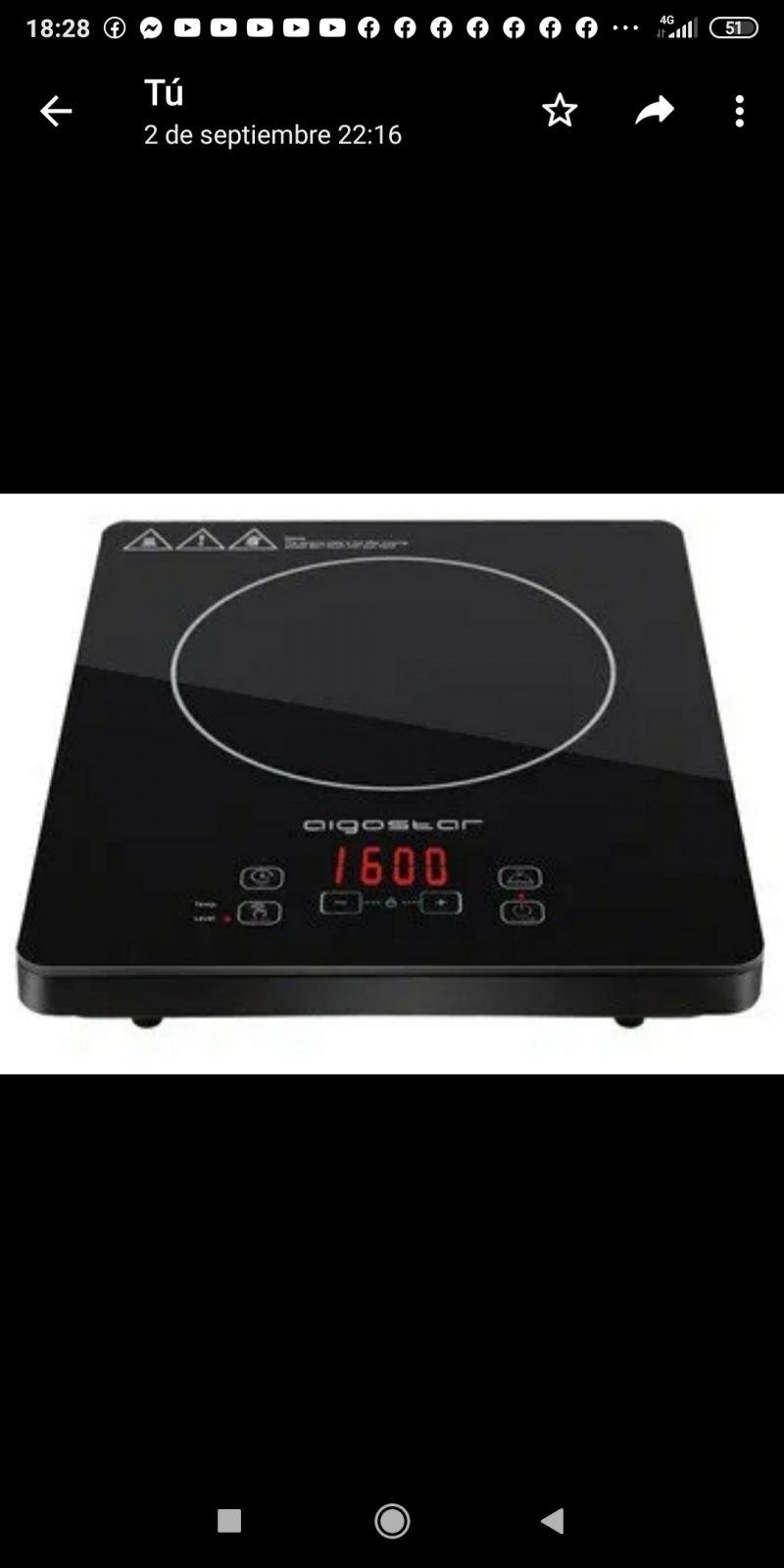 Cocina eléctrica vitrocerámica inducción